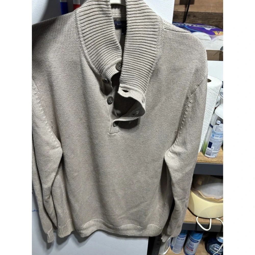 Banana Republic Silk Cashmere Men's Gray ‎  1/4 Button Up XL